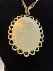 Vintage Rose Cameo Necklace Pink/White Gold Tone Chain
