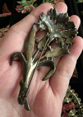 Deco Era vintage pot metal enamel brooch