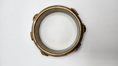 Vintage Brass and Bone with gemstones Bangle bracelet