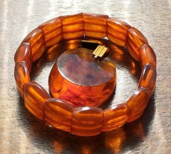 NATURAL OLD pressed ANTIQUE BALTIC AMBER BRACELET. Pendant