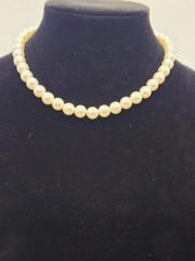 Vintage Cream Faux Pearl Choker Necklace Single Strand Classic Elegant