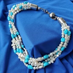 Original NATIVE American Artie YELLOWHORSE Turquoise STERLING SILVER Necklaces