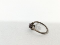 VTG Sterling Silver 925 Amethyst Flower Ring Beautiful Fancy Jewelry Floral