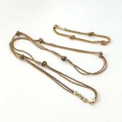 Vintage Gold Tone Rope Twist Knot Double Strand Necklace Bracelet Matching Set