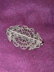 Vintage Silver Filigree Pin Brooch Measuring 2 1/4X1.5 Inches