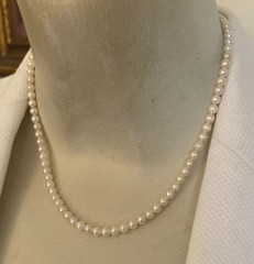 Dainty 16″ Akoya Pearl Choker Necklace, 4.5-5mm, Sterling Clasp