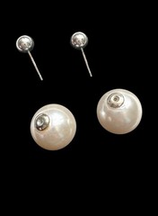 Vintage 12.5mm Faux Pearl Post Earrings Push-On Back Oversized Statement Studs