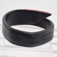Vintage Black Red Leather Hematite Abstract 8″ Adj Wrap Bracelet