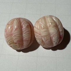 Vintage Pink Peach Marbled Lucite Acrylic Oval Stud Earrings