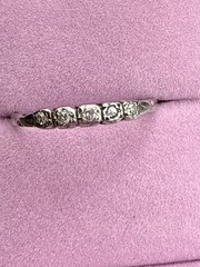 Belais Antique Art Deco 18k White Gold and Diamond Wedding Band Inscribed Sz 8