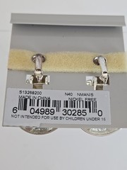 AK Anne Klein Silver Tone Nickle Free Metal Clip On Earrings Classic High Polish