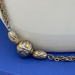 Vintage Long Gold Tone Beaded Chain Necklace 54” Station Necklace Layering
