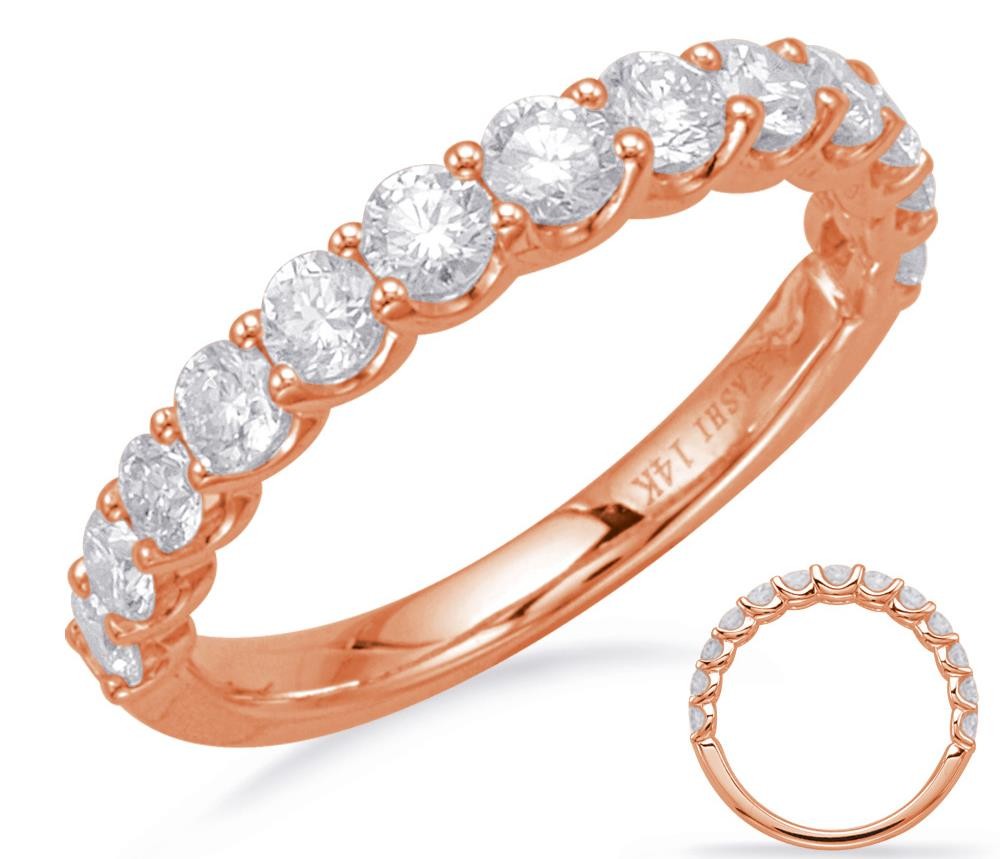 ESTATE .99CT DIAMOND 14KT ROSE GOLD CLASSIC ROUND SHARED PRONG ANNIVERSARY RING