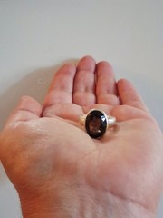 Vintage Designer Oval Cut Smoky Quartz Band Statement Ring Sz 8 Sterling Silver