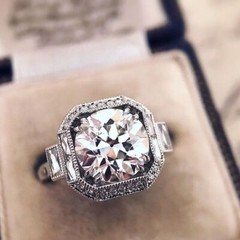 Art Deco 3.00CT White Round Simulated Diamond Antique Wedding Ring In 925 Silver