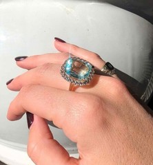 Aquamarine 11.06ct, Topaz 1.59ct & 14ct Yellow Gold Ring Valuation Cert. $15,527
