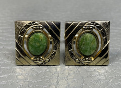 Vintage Jade King’s Crown Yellow Gold Plated Cuff Links