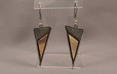 Vintage Silver Earrings And Solid 18 kt Gold on Sterling Silver ..