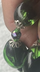 Beautiful 22” Iridescent Green /Black Lucite W/AB Spacers Necklace – W. Germany