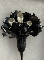Francois by Coro Large Black Enamel and Cubic Zirconia Brooch/Pin