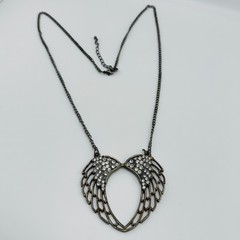 Vintage Angel Wing Rhinestone Necklace Y2K Glamorous Statement Avant Garde