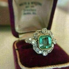 Art Deco 4.20 Ct Natural Emerald Antique Vintage Engagement Ring 925 Silver