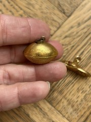 x2 Vintage 1954 Football Champions Coach Charm + Champion Cleat Shoe Gold Filled