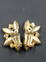Vintage Goldtone Yellow & Lavender Aurora Borealis Glass Clip-On Earrings