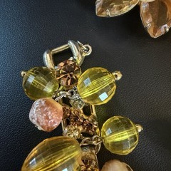 Vtg Juliana D&E Dangle Bead Rhinestone Topaz 5 Link Bracelet & Earring Set