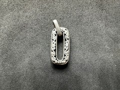 2.26g Vintage Sterling Silver 925 Floral Etched Open Rectangle Pendant M