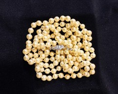 Vintage Single Strand 26 Inches Pearl Necklace with 925 Filigree Silver Clasp