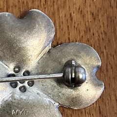 Vintage Stuart Nye Sterling Silver Hand Crafted Dogwood Flower Pin Brooch 1940s
