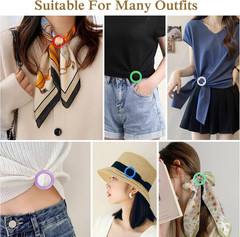 12PCS Silk Scarf Ring Clip T-Shirt Tie Clips for Women Fashion Resin Ring Scarve