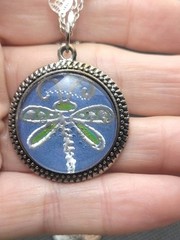Vintage Silver Tone Chain Necklace With Dragonfly Pedant 32in.