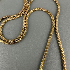 Vintage Rhinestone Heart Pendant Necklace Blue Stone Gold Tone 15″ Chain Dainty