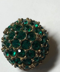 VTG JOSEPH MAZER JOMAZ rhinestone Green SINGLE Earring CLIP-ON SIGNED