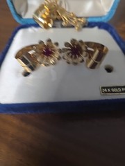 Jo Anne Jewels Of ELEGANCE 24 GOLD PLATED BROOCH ANSEARRINGS