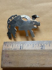 Vintage Mexican Sterling Silver Pig Pin Brooch 9.6 Grams