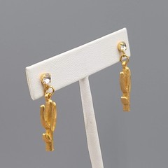 Vintage Saguaro Cactus Pierced Earrings Gold tone Dangle 1.25 in