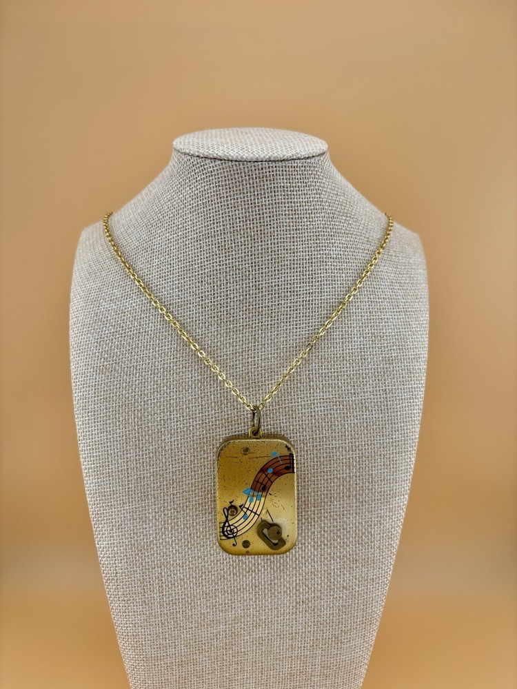 Vintage Thorens Switzerland Music Box Pendant Necklace | 1/20 14K GF Chain