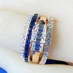 EARTH MINED DIAMOND Deco Style Wedding BAND 14K GOLD Stacking Anniversary RING