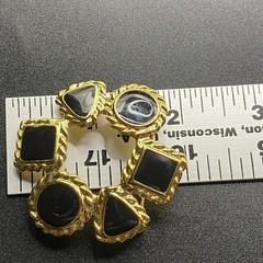 Vintage Anne Klein Shape Wreath Brooch Black Enamel Triangle Circle Square