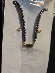 Vtg Hematite Necklace Bracelet Earrings Set Healing Peace Lot Fashion Jewelry