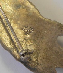 Large Puffy Sterling Silver Signed NF Parrot Macaw Bird Pendant Brooch 75 mm