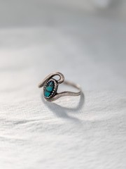 VTG Sterling Silver Navajo WM Wheeler Co. Bezel Abalone Inlay Cabochon Ring S4