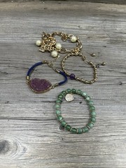 Costume Jewelry Lot of Bracelets Metal Plastic Charms Lot Of 4