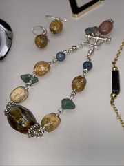 Neutral Vtg 17Pc Lot Jewelry Modern Tiger Eye Gems Gold Tone Christophe Poly