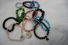 FACETED GLASS CRYSTAL BEADS MIX LOT 11 DIFFERENT STRETCH/WRAP BRACELETS #1831A