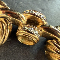 Vintage Givenchy Necklace Oval Link Rhinestone & Color Cabochon Gold Tone READ