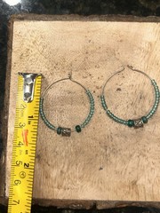 Sterling Silver Earrings Vintage Hoop Earrings With Green